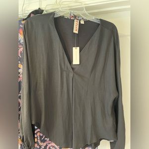 NWT Dolan Left Cost (Anthropologie) draped blacked blouse. Size S.